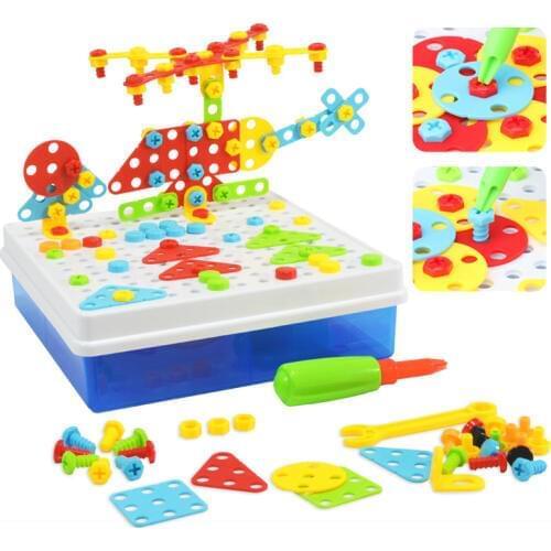 149/193 Pcs Kids Drill Toys Creative Educational Toys For Children Electric Drill Screws Tool Assembled Mosaic Building Blocks