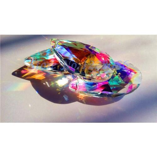 15 Pcs 50mm AB Crystal Glass Almond Prisms Lamp Chandelier Parts X'MAS Wedding Pendant 2