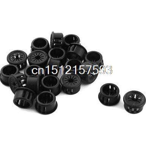20Pcs 16mm Universal Black Plastic Cable Snap in Locking Bushing Grommet
