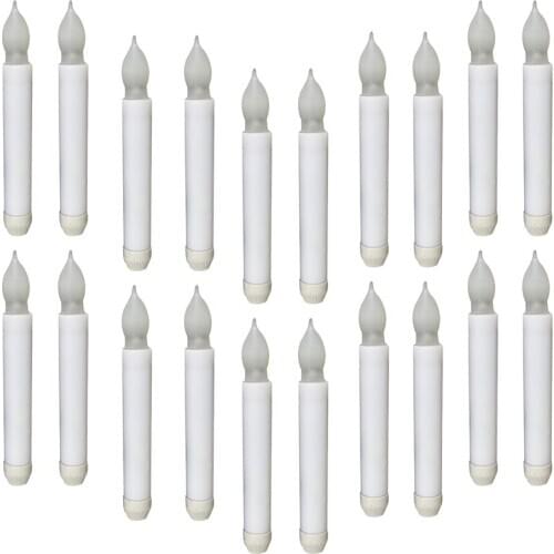 20 Pcs Flameless LED Warm White Candle Flickering Taper Dinner Candle for Wedding Decor