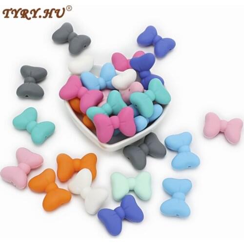TYRY.HU 5pcs Silicone Teething Beads Little Baby Teether Soothe Chain Teething Necklace Accessories Bpa Free 28*21MM