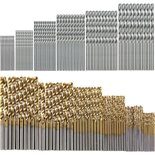 60pcs 1.0-3.2mm Drill Bits Straight Shank High Speed Steel HSS Twist Drill Bits Combination Set Power Hand Tools