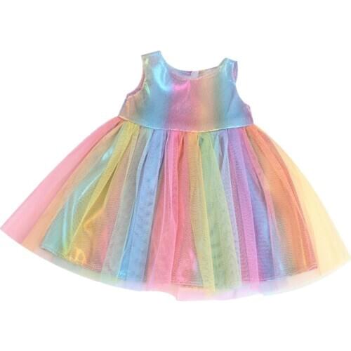 American Dolls Party Dress Colorful Sleeveless Summer Skirt for 43cm Baby