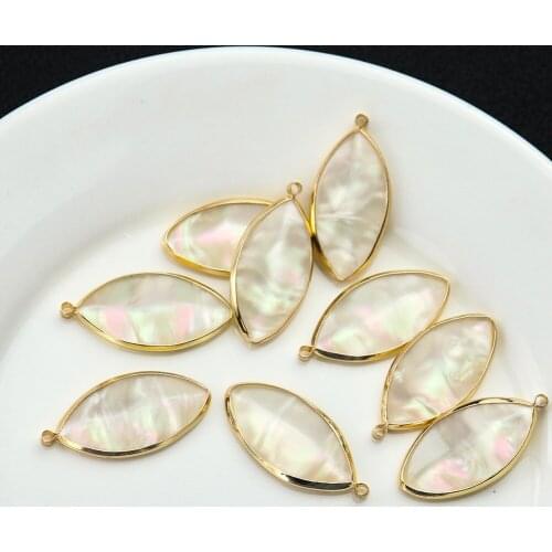 Irregular Geometry Colorful Shell Copper Edging Eye Shape Drop Pendant DIY Handmade Jewelry Earring Necklace Accessory Materials