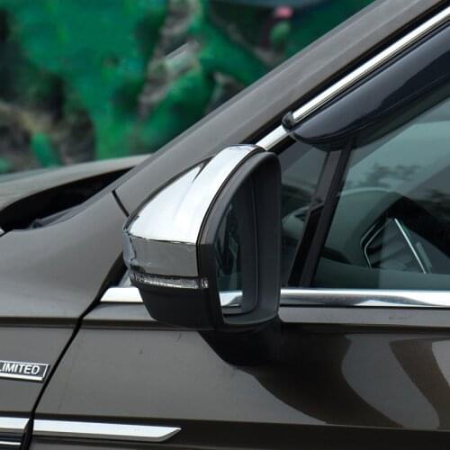 Car Side Rear View Rearview Back Mirror Cover Trim Bright Silver For Volkswagen VW Tiguan MK2 2017 2018 Rearview Mirror Trim