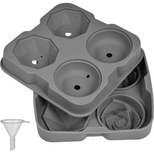 Whiskey Large Sphere Ice Ball Mold 4 Ice Balls Maker Rose Shaped for Cocktail Round Cube Food Grade Safe Perfect