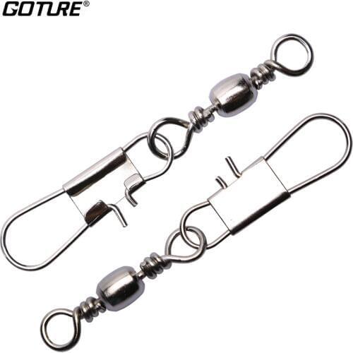 Goture Fishing Swivel 100pcs Barrel Swivel with Interlock Snap Lure Connector Solid Ring Swivels All for Fishing Accessories