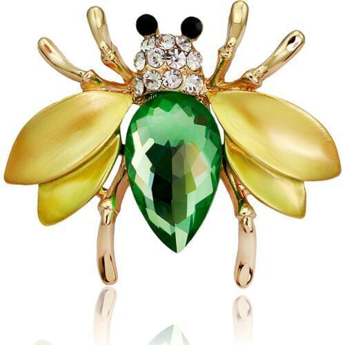 HC Insect Bumble Bee Brooch Women Girls Bee Jewelry Gold Color Yellow Green Crystal Brooches Cute Animal Kids Bumble Bee Pins F