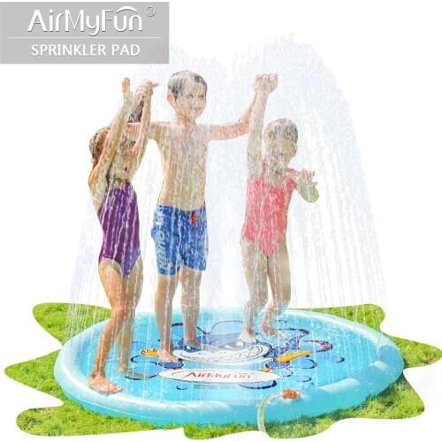 AirMyFun Shark Sprinkle & Splash Play Mat, Fun Backyard Fountain Play Mat for Kids, Splash Sprinkler Pad Suitable for Holding Su