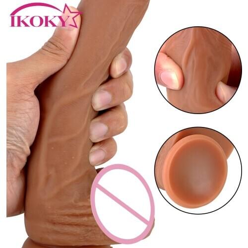 IKOKY Super Huge Big Penis With Suction Cup Strapon Female Masturbation Skin feeling Realistic Dildo Sex Toy for Woman Anal Plug