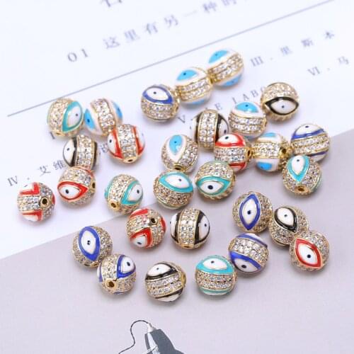 Juya Handicraft Designer Accessories Enamel Greek Evil Eye Charm Beads Supplies For Needlework Beadwork Bracelet Necklace Making