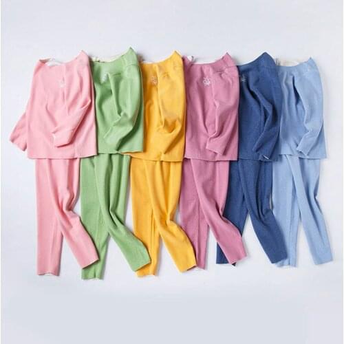 Mother Kids Underwear Suits Teens Pajama Sets Baby Boys 7 Colors Fleece Sleepwear Girls Soft Seamless Nightwear Children Clothes