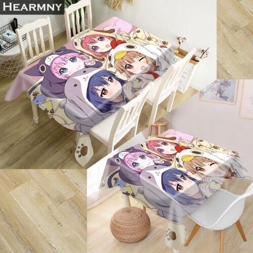 HEARMNY Cute Anime Girl Tablecloth 3D Oxford Fabric Square/Rectangular Dust-proof Table Cover For Party Home Decor TV Covers