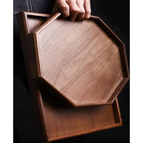 Northern Europe Household Wooden Kitchen Trays Solid Rectangle Concise Thickening Material Walnut Wood Tray
