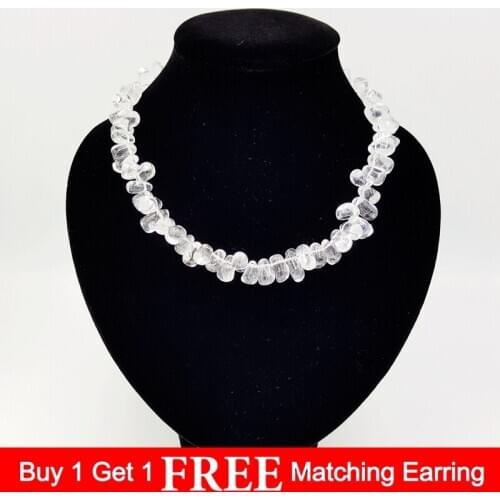 LiiJi Unique Natural REAL Clear Crystal Quartzs Beads Approx 8-11mm Choker Fashion Necklace 45cm Nice Party Gift