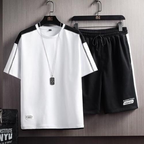 EAEOVNNI Mens Summer Tracksuit Sportswear Short Sleeve T Shirts+Short Two Piece Sets 2021 New Male Casual Sports Suits Clothing