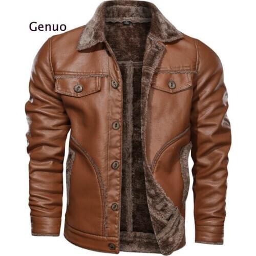 Winter New Mens Leather Jacket Casual Plus Velvet Pu Leather Coat Men Fleece Military Motorcycle Retro Jacket Large Size M-8Xl