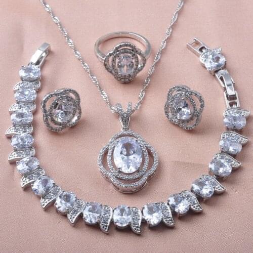 2020 New Jewelry Sets For Women Wedding Jewelry White Zirconia Earrings Rings Bracelet Necklace Birthday Gifts YZ0643