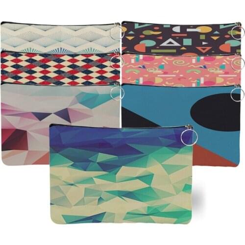 New Arrival Women Toilet Bag Canvas Makeup Organizer Colorful Geometric Pattern Makeup Cosmetic Travel Bag Outdoor Girl Pouch