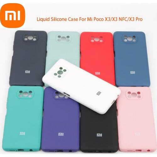 Original Xiaomi Mi Poco X3 Silky Soft-Touch Liquid Silicone Phone Protective Cover Case for Poco X3 with logo
