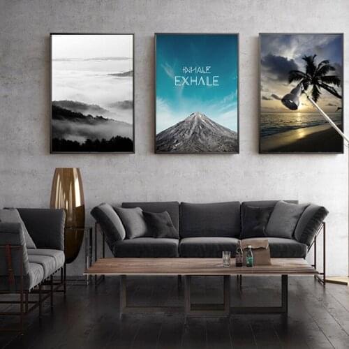 Nature Landscape Poster Nordic Style Mountain Forest and Seaside Print Wall Art Picture Canvas Painting Scandinavian Home Decor
