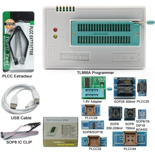 Minipro V10.22 TL866II Plus Programmer with 12 Adapters Nand Flash Bios USB Programming Calculator Newest Version Than TL866A