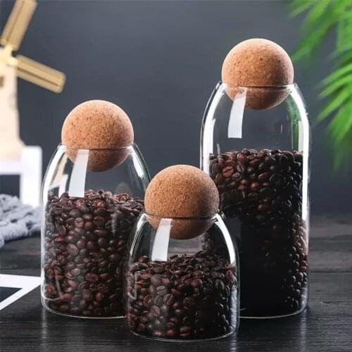 Transparent Lead-free Glass Bottle With Ball Cork Lid Storage Jar Tank Sealed Tea Cans Dried Fruit Cereal Snacks Coffee Contains