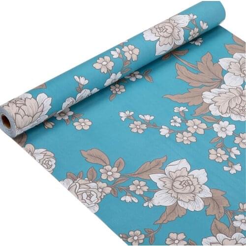 Home Peel and Stick Wallpaper Decorative Wall Paper Floral Removable Retro Peony Self Adhesive Shelf Liner Roll