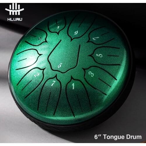 Hluru Steel Tongue Drum 6 Inch 11 Note Ultra Wide Range Percussion Instrument Hand Pan Drum Tank Drum with Rope Decoration