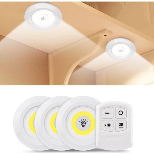 LED Light COB Under Cabinet Light Night Light Wireless Remote Control Dimmable Wardrobe Lamp 3W Super Bright Closet Lighting