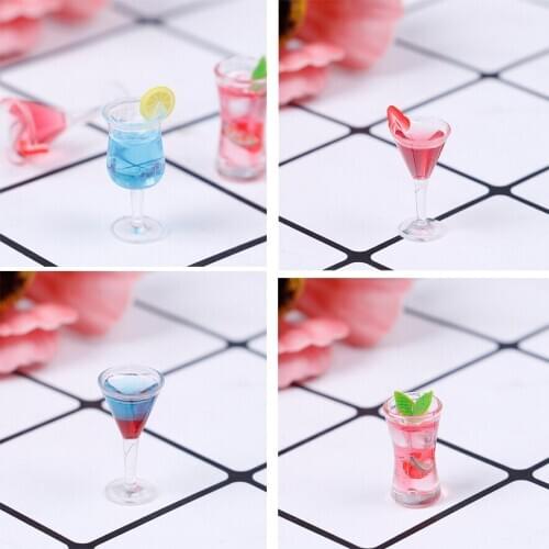 Triangle Cocktail Glass Dollhouse Miniature Accessories Colorful Glass Cup Goblet Bar Drinks 1:12 Doll House