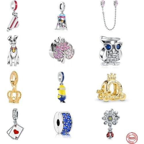 Jewelry Acessories Women Diy New Pink Leaf Owl Blue Pave Clip Beads Fit Original Pandora Charms 925 Sterling Silver Bracelet