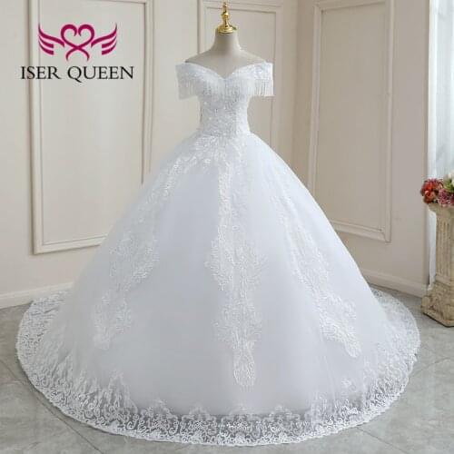 Crystal Beaded Tassel Sleeves V neck White Wedding Dress 2021 White Color Long Train Europe Wedding Gown Women WX0269-3901