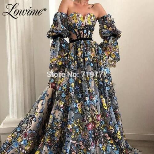 Sexy Prom Dresses Long Party Dress Arabic Sequin Printed Vestido De Festa 2019 Off The Shoulder Evening Dress Gown Abendkleider
