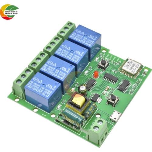 Ziqqucu 4 Channel WiFi Relay Switch Module APP Wireless Remote Control Jog Self-Lock Interlock AC 220V 433MHz for Smart Home