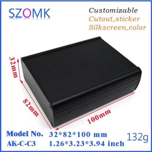 1 pc, 32*82*100mm szomk anodized black aluminum extruded enclosure box gps tracker aluminium housing case for pcb