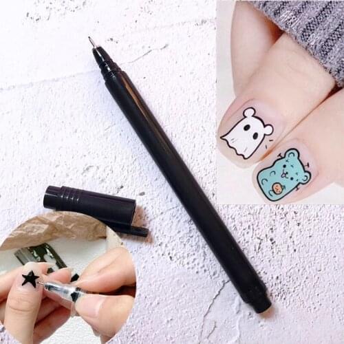 1pc-Black NEW Nail Art Graffiti Pens Beginner manicure Drawing Tools DIY Flower Pattern Fine Details Pens