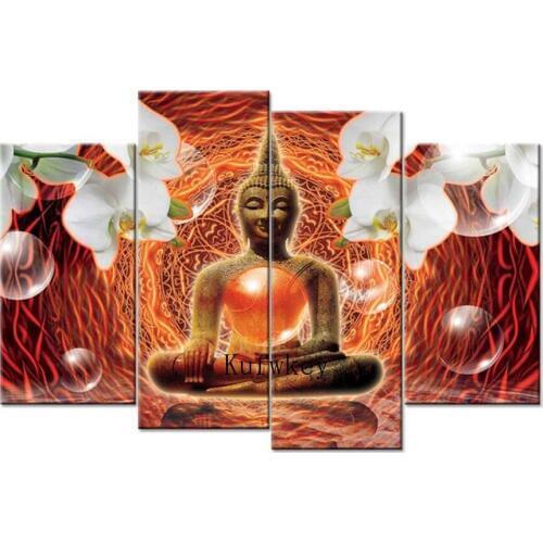 4PCS budhda art,diy Diamond Embroidery zen Picture of Rhinestones Triptych Almaznaya Mosaic Cross Stitch Diamond Painting Full