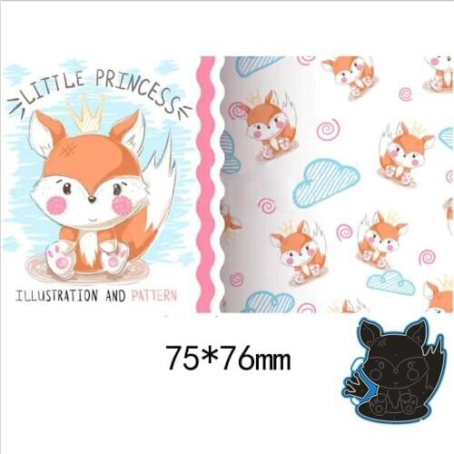 75*76mm Lovely fox Die Cuts Folder Card Making Album Scrapbooking Embossing Dies Metal DIY Embossing Stencils Template