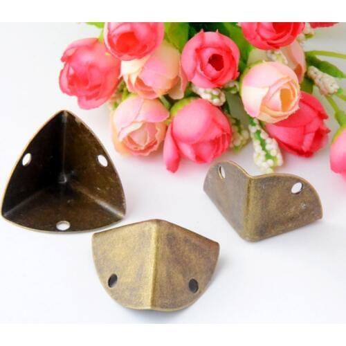 Free shipping 8Pcs Antique Bronze Jewelry Gift Box Wood Case Decorative Feet Leg Corner Protector 27x38mm J2966