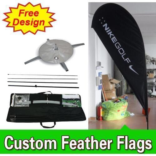 Free Design Free Shipping Double Sided Cross Base Teardrop Flag Signs Advertising Feather Flags Custom Vertical Flag