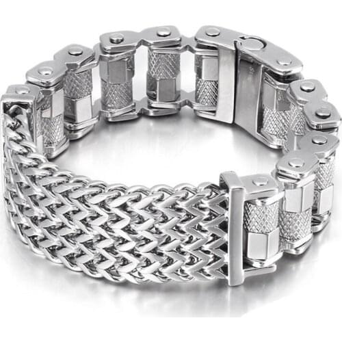 23mm 9.26 inch heavy 173g Double Franco motorcycle Chain Bracelet Large mens titanium steel Bangle Jewelry