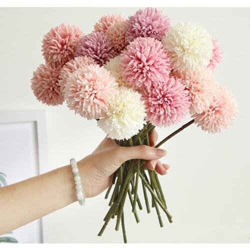1 / 3 / 5Pcs Bouquet Of Artificial Flowers Real Silk Dandelion Ball Flower Fake DIY Home Wedding Decoration Valentines Day Gift