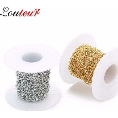 Louleur 10yards/roll 1.5/2mm Glossy Stainless Steel Bulk Link Chain Men Women DIY Necklace Jewelry Making Materials for jewelry