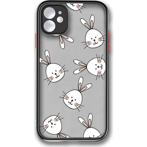 Cute Rabbit Love Hollow Girl Gift Phone Case Colorful Shockproof Trasparent For IPhone 12 11 Pro Max XR X XS 7 8 Plus Cover