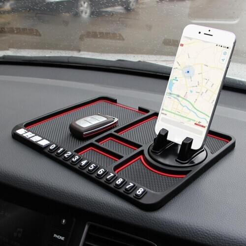 Car Dashboard Phone Holder Anti-Slip Mat Phone Mount Anti-skid Temporary Parking Car Phone Number Display Card Storage Box