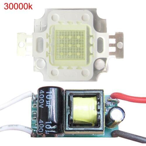 1pcs 10w 30mil Warm Neutral Cold Cool White 3000K 4500K 6000K 10000K 20000K 30000K LED Diodes Light Part + AC 85~265V LED driver