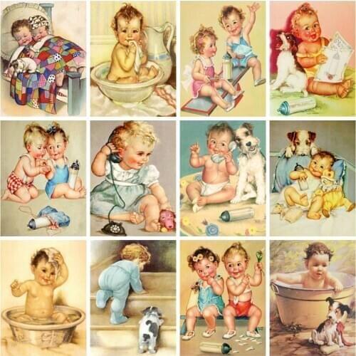 Huacan Full Square Diamond Painting Baby Cross Stitch Mosaic Child Embroidery Home Decor Diamond Art