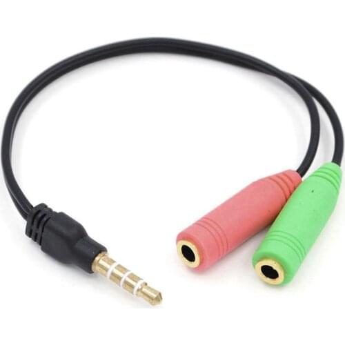 Cable adaptador de audio y micrófono jack 3.5mm para PS4 y dispositivos splitter conector 1 jack macho a 2 hembras