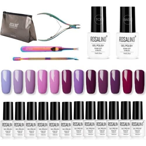 ROSALIND Gel Nail Polish Kit Hybrid Varnish Set Semi Permanent Gel Nail All For Manicure UV LED Gel Lacquer Soak Off Nail Art